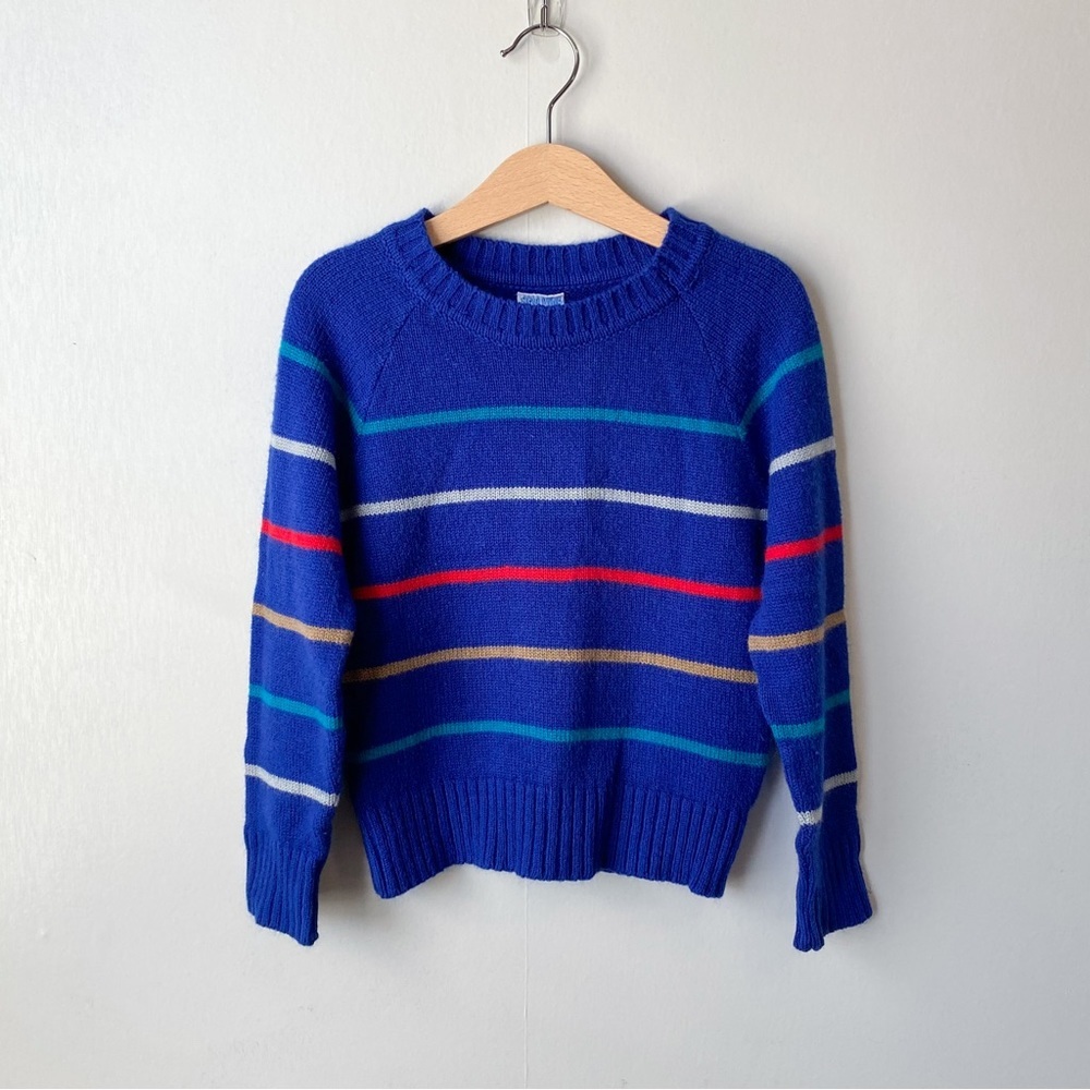 Vintage Lightweight Knit Blue Striped Pullover Sweater